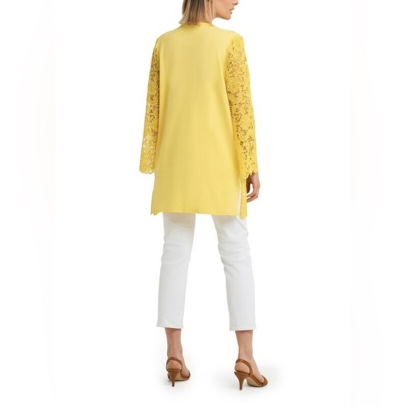Isaac Mizrahi NWT Cotton And Lace Open Bracelet Sleeve Cardigan Sz Large yellow - Picture 7 of 12